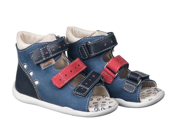 Billede af Memo Dino sandal, navy/rød - sandal med ekstra støtte